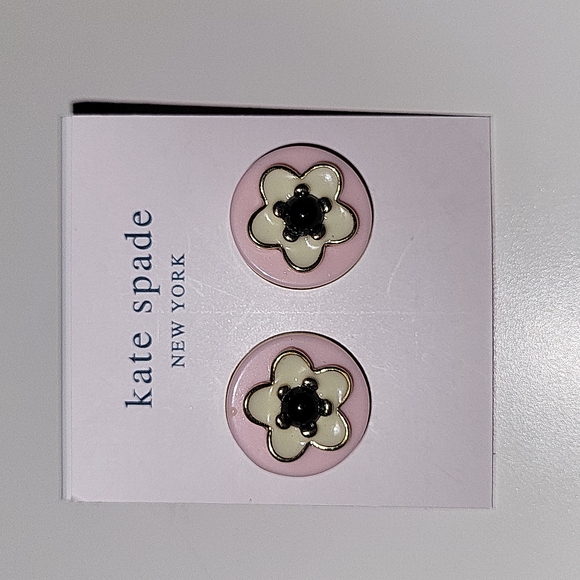 kate spade Jewelry - Kate Spade round floral, gold ,pink, white, pink stud earrings